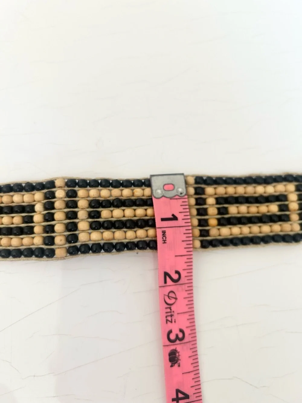 Vintage Boho Black and Beige Beaded Tassel Tie Belt Festivals Coachella
